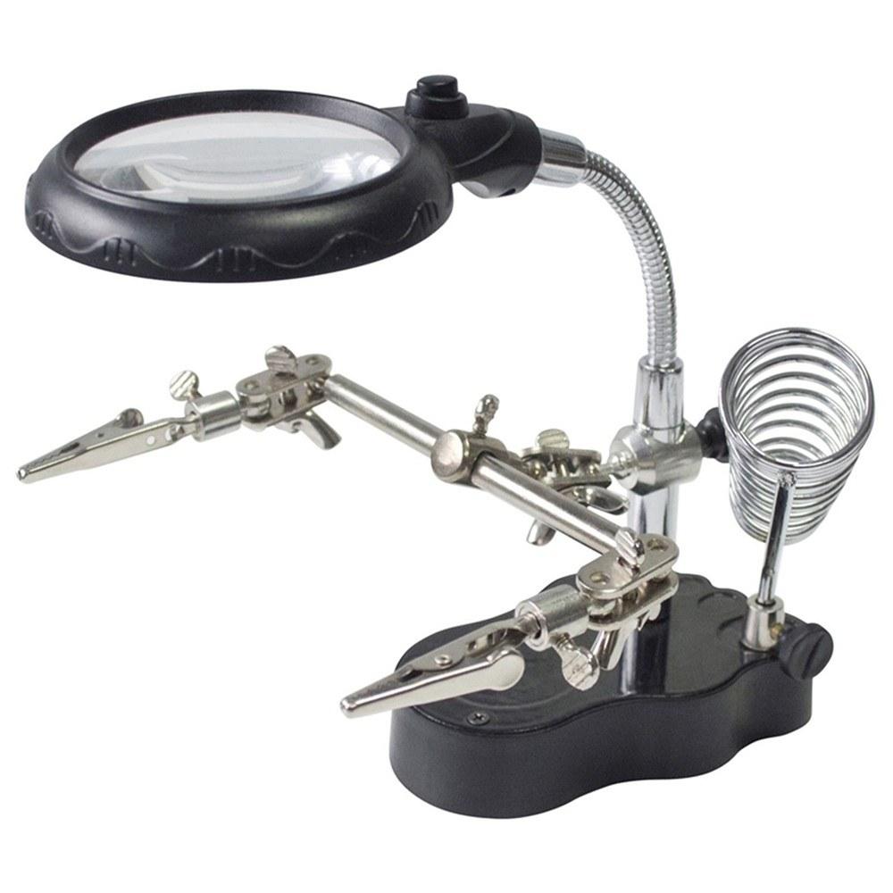 LED Magnifying Magnifier Glass with Light on Stand Clamp Arm Hands Free Black  |   Microscopes & Endoscope Measurement & Analysis Instruments Microscopes & Endoscope