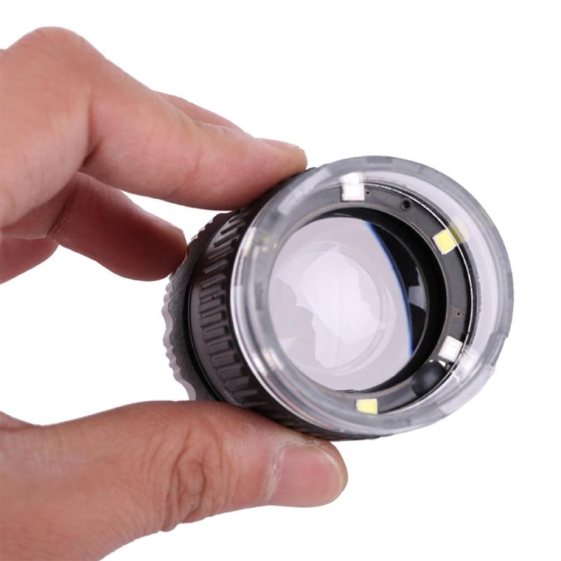 LED Scale Loupe 30X Adjustable Magnification Magnifier Metal Cylinder Type Mirror  |   Magnifiers Hardware & Gadgets Black + White