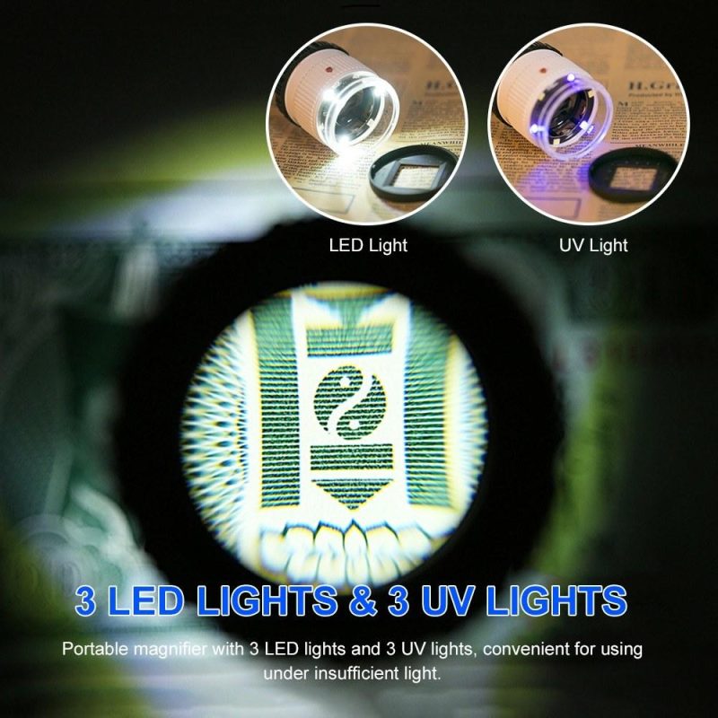 LED Scale Loupe 30X Adjustable Magnification Magnifier Metal Cylinder Type Mirror  |   Magnifiers Hardware & Gadgets Black + White