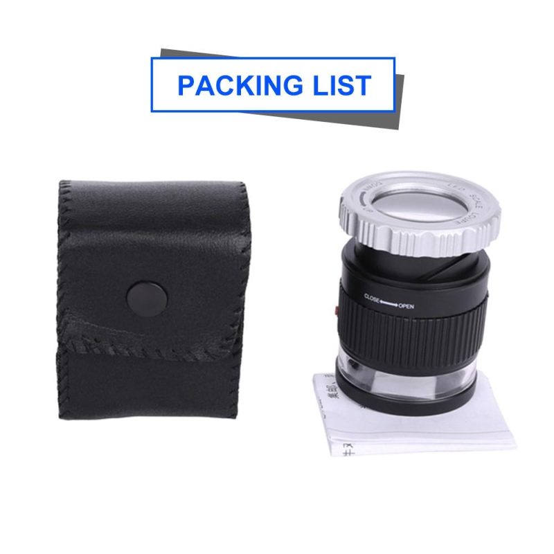 LED Scale Loupe 30X Adjustable Magnification Magnifier Metal Cylinder Type Mirror  |   Magnifiers Hardware & Gadgets Black + White