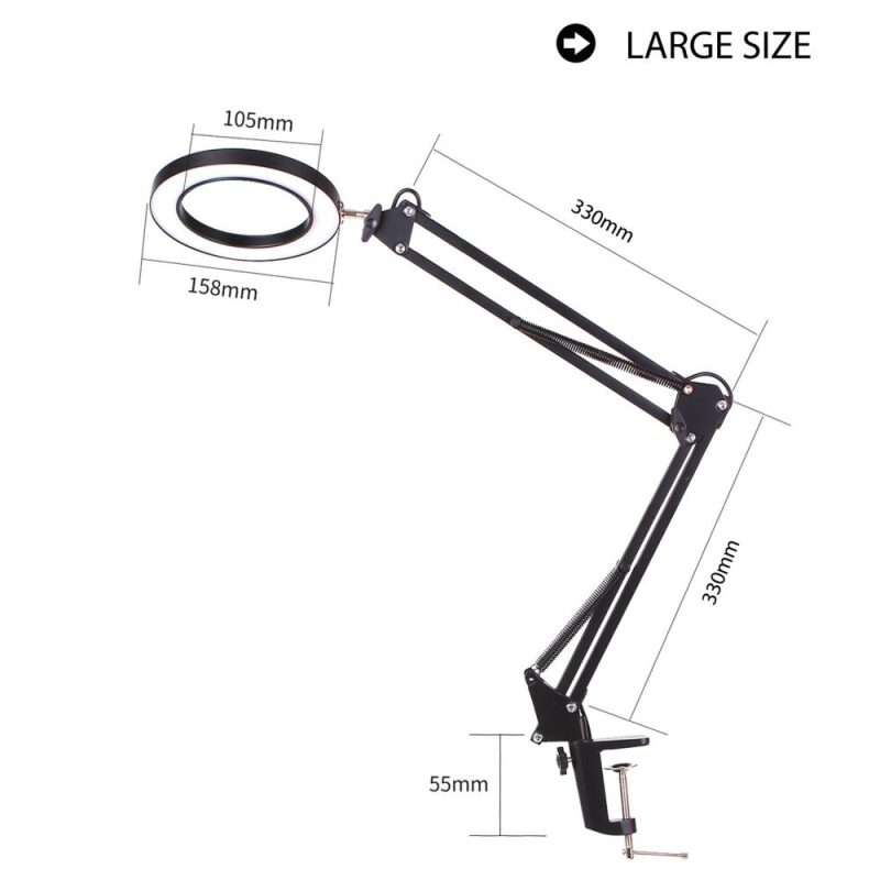 Lighting LED 5X Magnifying Lamp with Clamp Hands Free Magnifying Glass Desk Lamp Adjustable Swivel Arm USB-powered Lamp Magnifier LED Lamp with Magnifier 3 Modes Dimmable  |   Magnifiers Hardware & Gadgets Magnifiers