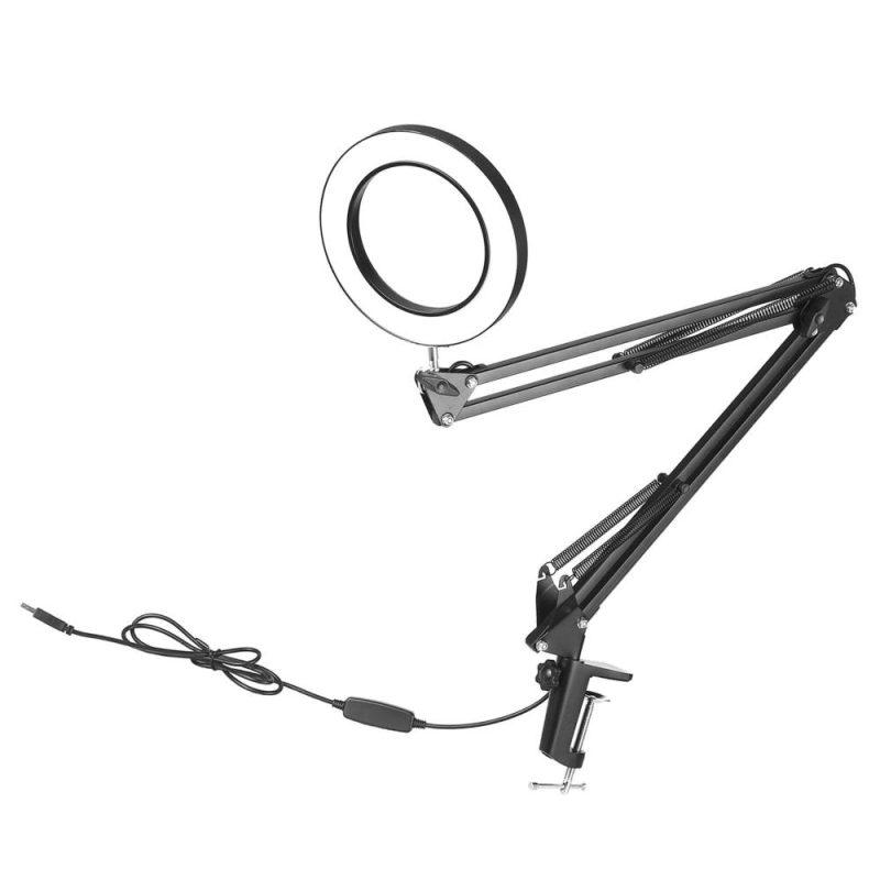 Lighting LED 5X Magnifying Lamp with Clamp Hands Free Magnifying Glass Desk Lamp Adjustable Swivel Arm USB-powered Lamp Magnifier LED Lamp with Magnifier 3 Modes Dimmable  |   Magnifiers Hardware & Gadgets Magnifiers