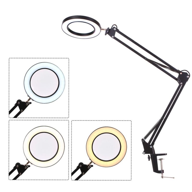 Lighting LED 5X Magnifying Lamp with Clamp Hands Free Magnifying Glass Desk Lamp Adjustable Swivel Arm USB-powered Lamp Magnifier LED Lamp with Magnifier 3 Modes Dimmable  |   Magnifiers Hardware & Gadgets Magnifiers