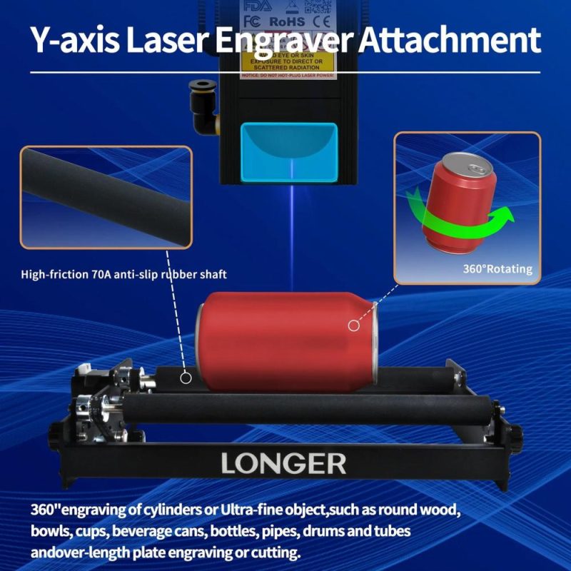 LONGER Laser Rotary Roller 360 Degrees Rotation Y-axis Laser Engraver Rotary Attachment  |   Laser Equipment Laser Equipment Laser Equipment