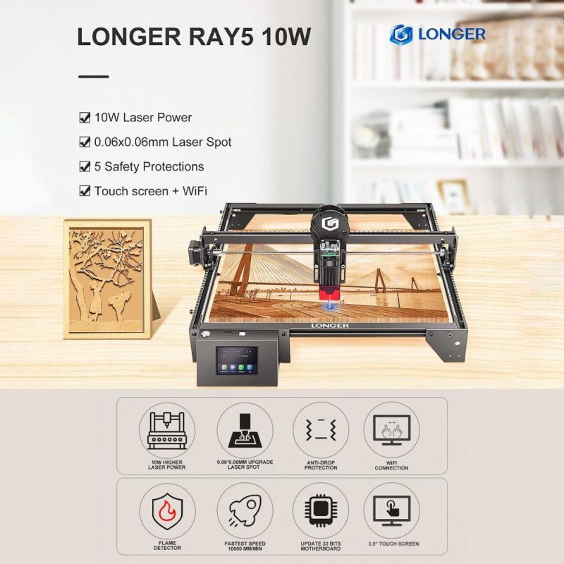 LONGER Ray5 10W Laser Engraver with 3.5inch Touchscreen  |   Laser Equipment Laser Equipment Laser Equipment