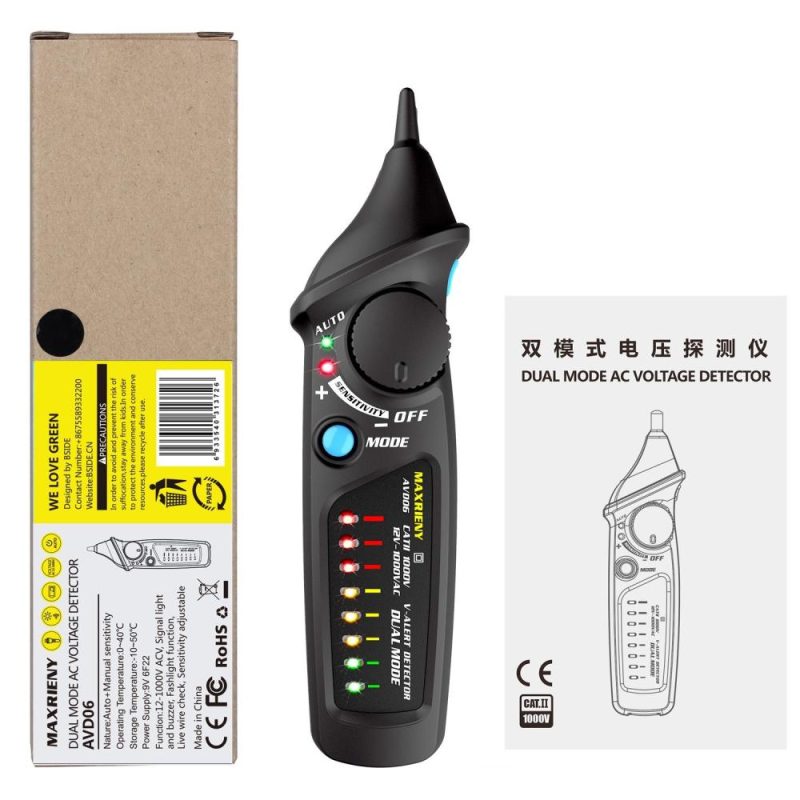 MAXRIENY AVD06 Dual Mode AC Voltage Detector 12V/48V～1000V Circuit Tester Non-contact AC Voltage Test Pen with Flashlight Function  |   Digital Multimeters & Oscilloscopes Digital Multimeters & Oscilloscopes Digital Multimeters & Oscilloscopes