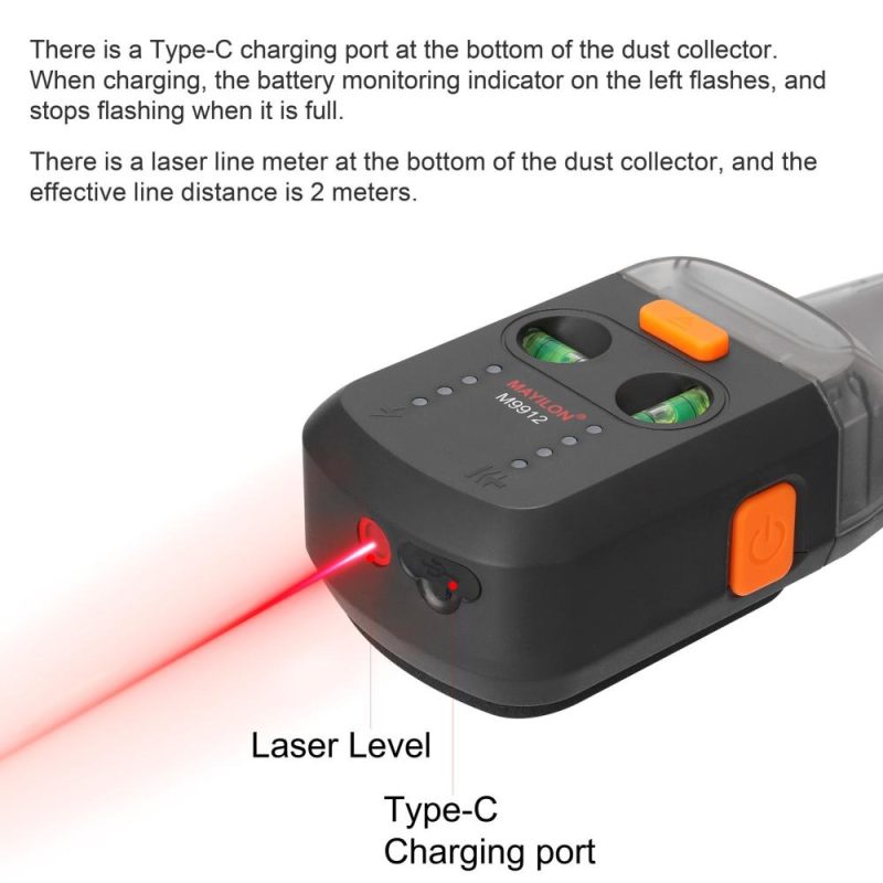 MAYILON 2 In 1 Household Electric Drilling Dust Collector Wall Installation Laser Level Bracket with Laser Level Function (Red Laser 5m Distance)  |   Other Instruments Measurement & Analysis Instruments Other Instruments