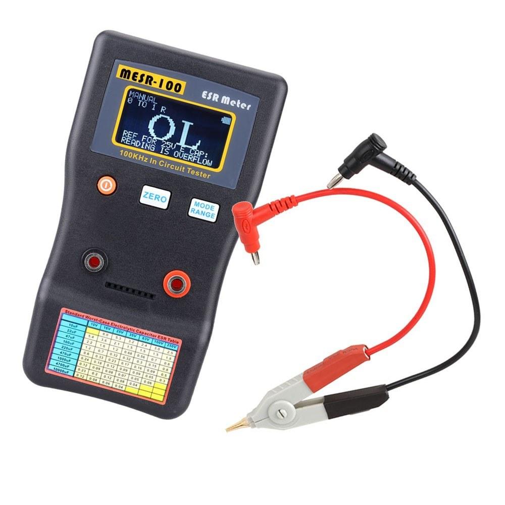 MESR-100 ESR Capacitor Tester Ohm Meter Professional Measuring Internal Resistance of Capacitor Capacitance Circuit Tester Capacitor Meter with SMD Test Clip  |   Digital Multimeters & Oscilloscopes Digital Multimeters & Oscilloscopes Black