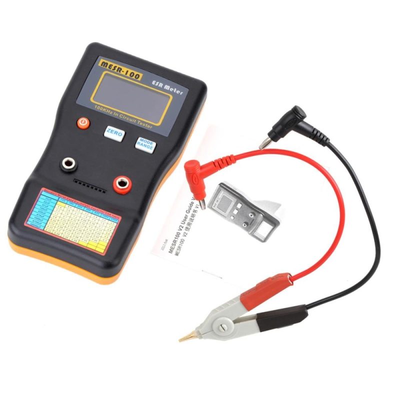 MESR-100 ESR Capacitor Tester Ohm Meter Professional Measuring Internal Resistance of Capacitor Capacitance Circuit Tester Capacitor Meter with SMD Test Clip  |   Digital Multimeters & Oscilloscopes Digital Multimeters & Oscilloscopes Black