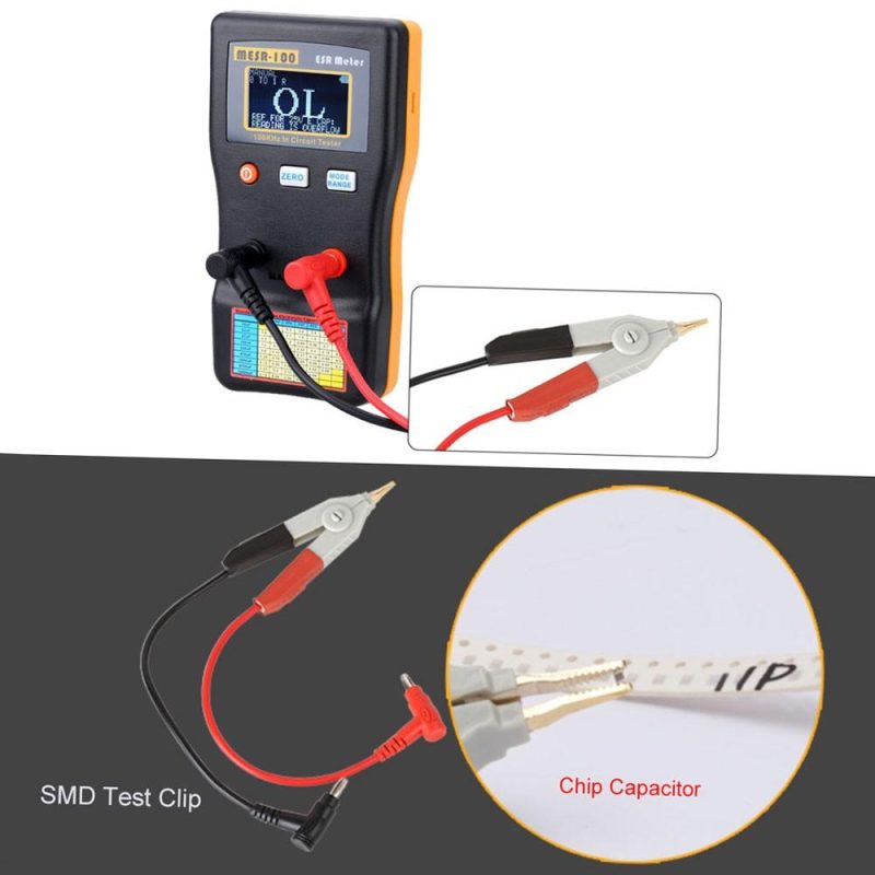 MESR-100 ESR Capacitor Tester Ohm Meter Professional Measuring Internal Resistance of Capacitor Capacitance Circuit Tester Capacitor Meter with SMD Test Clip  |   Digital Multimeters & Oscilloscopes Digital Multimeters & Oscilloscopes Black