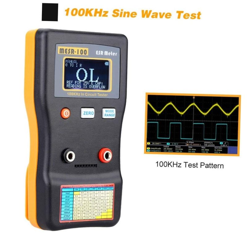 MESR-100 ESR Capacitor Tester Ohm Meter Professional Measuring Internal Resistance of Capacitor Capacitance Circuit Tester Capacitor Meter with SMD Test Clip  |   Digital Multimeters & Oscilloscopes Digital Multimeters & Oscilloscopes Black