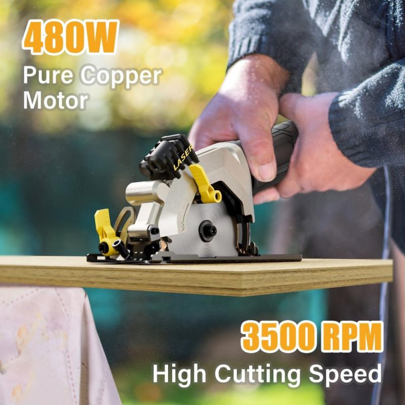 Mini Circular Saw 4.8Amp 4-1/2 Inch Compact Circular Saw 3700RPM Electric Circular Saws with Laser Cutting Guide for Wood Tile and Plastic Cuts Grey US  |   Electrical Equipment & Supplies Electrical Equipment & Supplies Electrical Equipment & Supplies