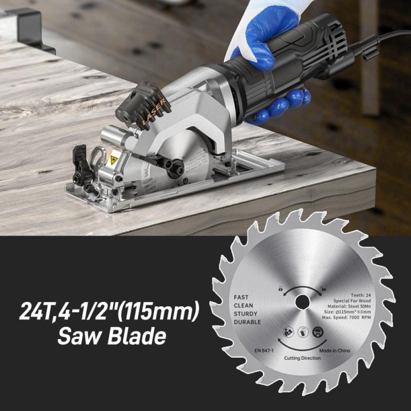 Mini Circular Saw 4.8Amp 4-1/2 Inch Compact Circular Saw 3700RPM Electric Circular Saws with Laser Cutting Guide for Wood Tile and Plastic Cuts Grey US  |   Electrical Equipment & Supplies Electrical Equipment & Supplies Electrical Equipment & Supplies