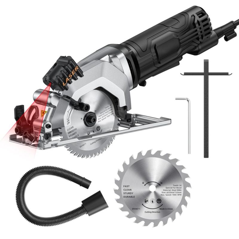 Mini Circular Saw 4.8Amp 4-1/2 Inch Compact Circular Saw 3700RPM Electric Circular Saws with Laser Cutting Guide for Wood Tile and Plastic Cuts Grey US  |   Electrical Equipment & Supplies Electrical Equipment & Supplies Electrical Equipment & Supplies