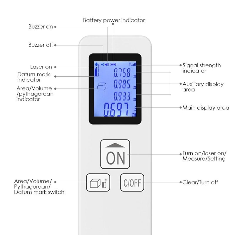 Mini Handheld Laser Distance Meter Digital Laser Rangefinder Portable Range Finder Diastimeter Distance Area Volume Measurement 35m  |   Digital Multimeters & Oscilloscopes Digital Multimeters & Oscilloscopes Digital Multimeters & Oscilloscopes