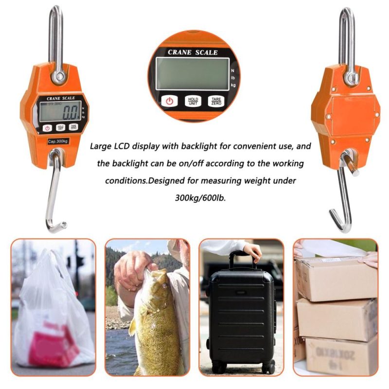 Mini LCD Digital 300kg Portable Industrial Electronic Heavy Duty Weight Hook Crane Hanging Scale  |   Digital Scales Digital Scales Digital Scales