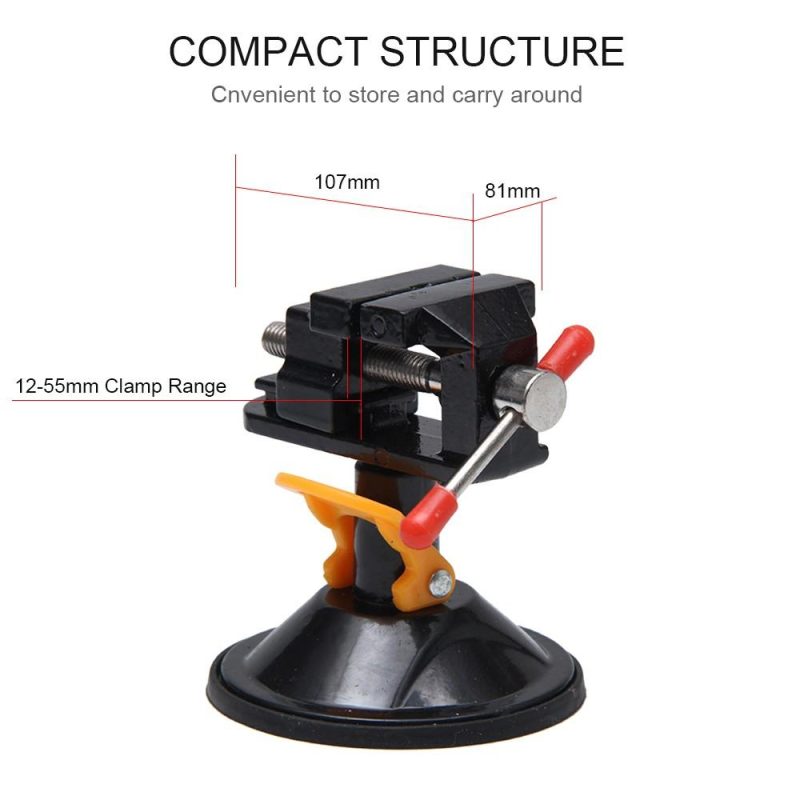 Mini Suction Vise Clamp Bench Clamp Universal Table Vise Vacuum Base 360 Degrees Swiveling for DIY Sculpture Craft Carving  |   Hardware & Accessories Hardware & Accessories Black 1/Black 2/Silver1/Silver2