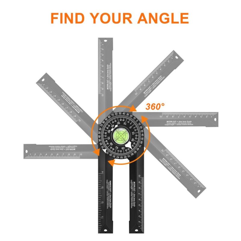 Miter Saw Protractor Woodworking Cutting Positioner Angle Gauge Protractor 360° Horizontal Angle Finder  |   DIY Tools DIY Tools Black