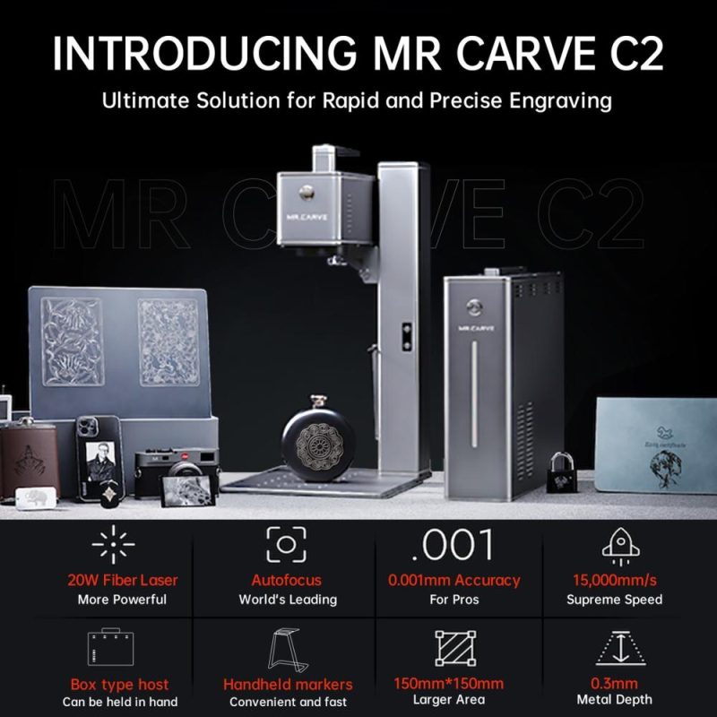 MR.CARVE C2 20W Fiber Laser Enragver Handheld Logo Marker Dual Infrared Laser  |   Laser Equipment Laser Equipment Laser Equipment