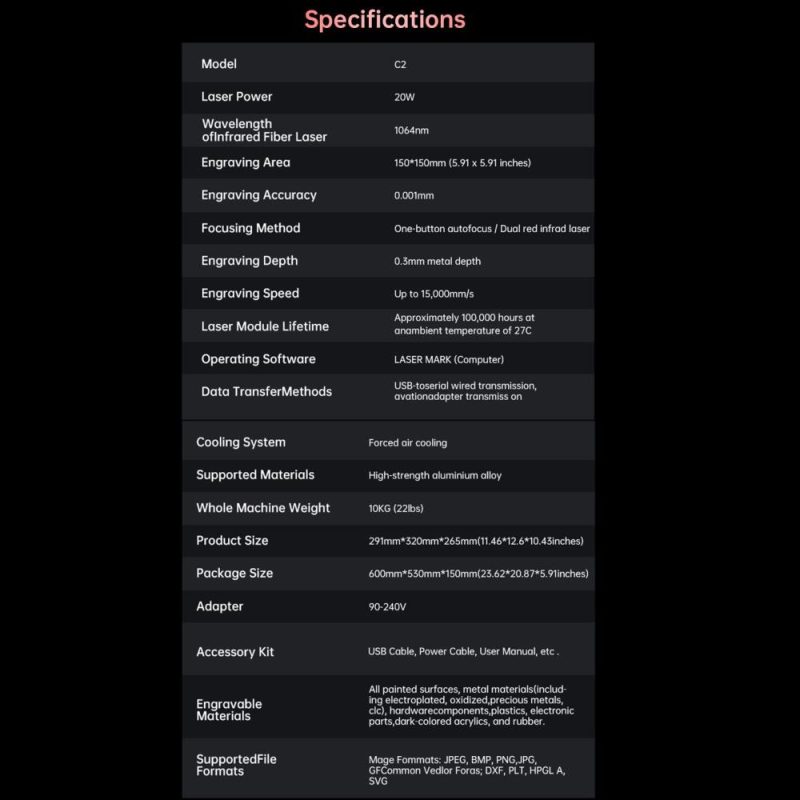 MR.CARVE C2 20W Fiber Laser Enragver Handheld Logo Marker Dual Infrared Laser  |   Laser Equipment Laser Equipment Laser Equipment