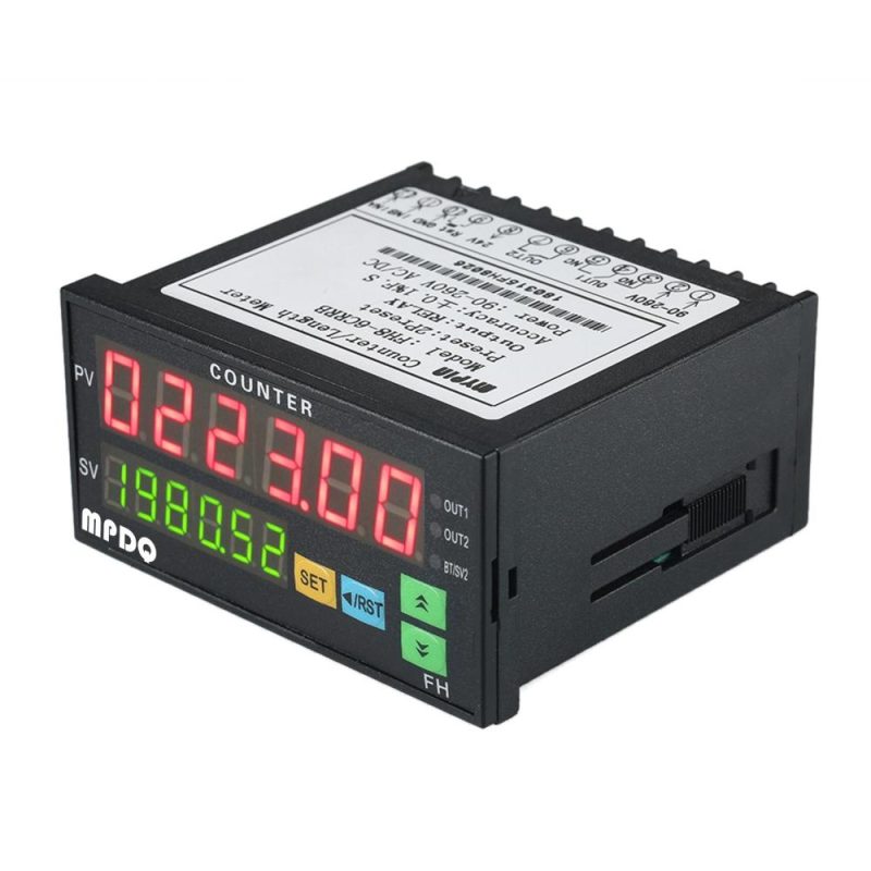 Multi-functional Dual Light-emitting Diode Display Digital Counter 90~265V AC/DC Length Meter with 2 Relay Output and Pulse PNP NPN  |   Other Instruments Measurement & Analysis Instruments Other Instruments