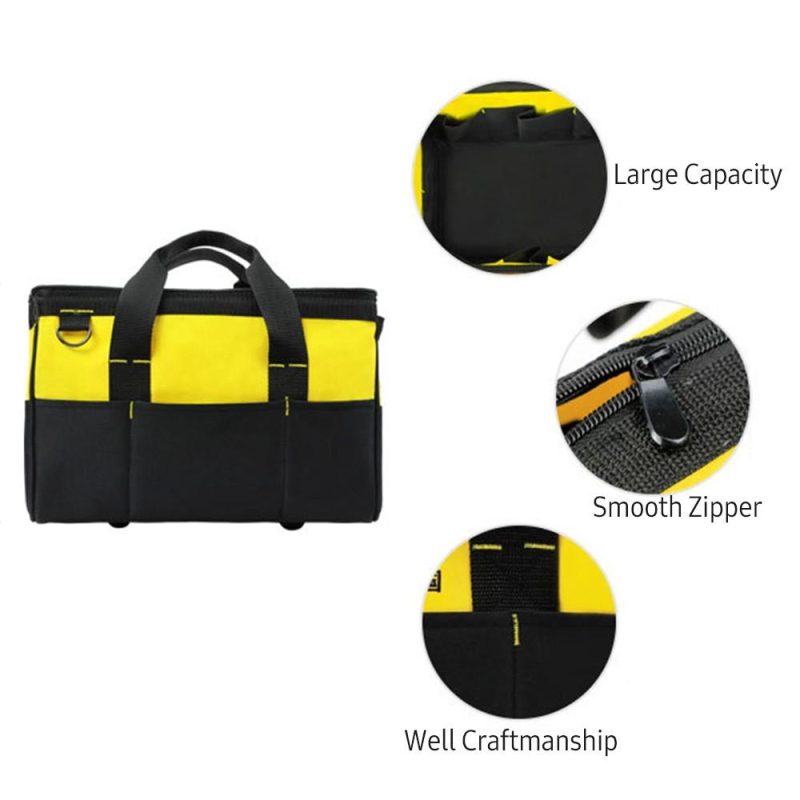 Multi-purpose Oxford Fabric Tool Bag Wide Mouth Zipper Bag Multifunction Utility Bag with Carrying Handle 600D Oxford Cloth Tool Tote  |   Hardware & Accessories Hardware & Accessories Hardware & Accessories