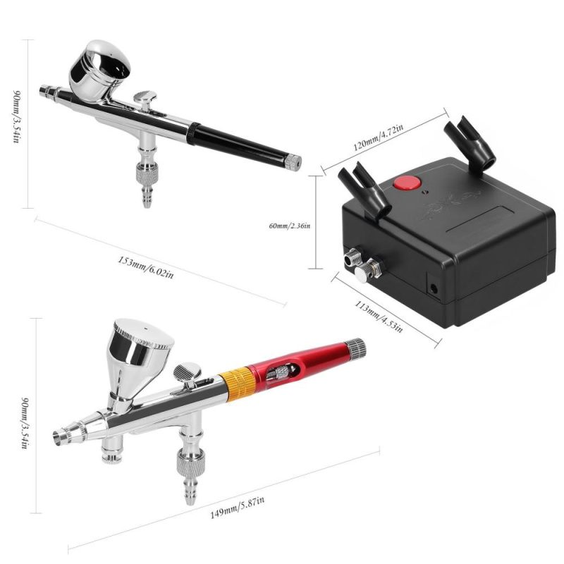 Multi-purpose Professional 0.3mm Airbrush Air Compressor Kit 20-35PSI Airbrush Pen Air Pump Set for Model Making DIY Art Painting  |   Others Hardware & Gadgets Black + Red