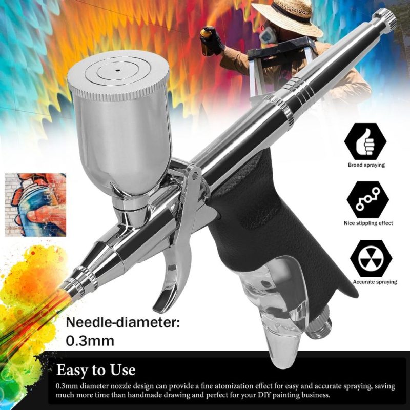 Multi-purpose Professional 0.3mm Airbrush for Car Model Making DIY Makeup Nail Art Painting Cake Decorating Use with 15CC Pigment Cup  |   Power Tool Parts Power & Electrical Tools Multicolor