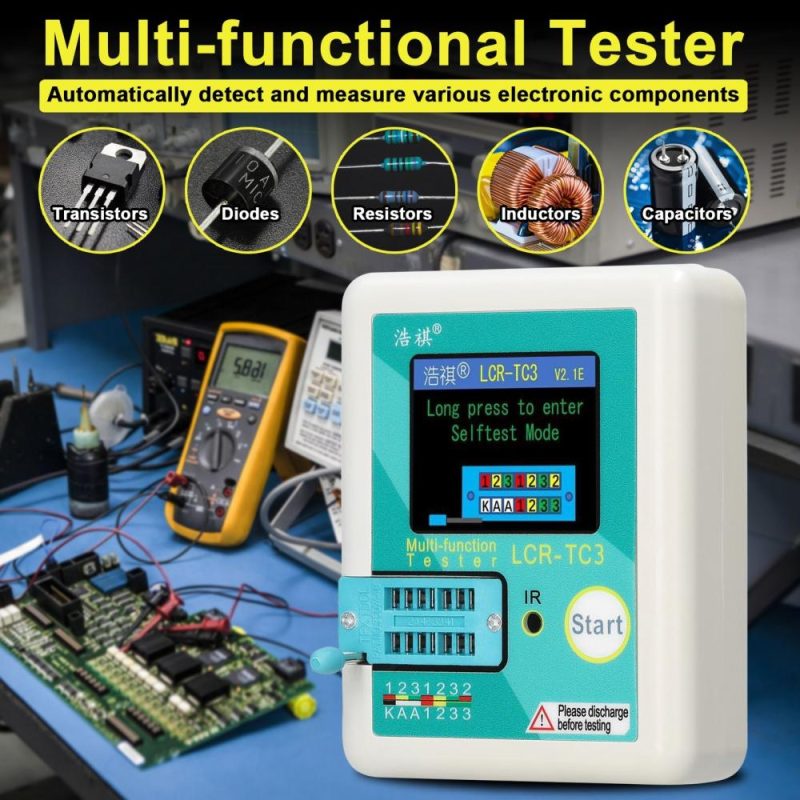 Multifuctional Transistor Tester Zener Diode Tester Voltage Regulator with 160*128 TFT Display Self-Test Auto Calibration Auto Power Off Function  |   Other Instruments Measurement & Analysis Instruments Blue+White