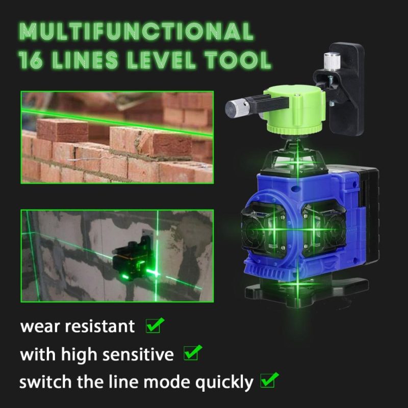 Multifunctional 16 Lines Laser Level 3° Self-leveling Function Leveling Tool Omnidirectional Ground Wall Sticker Home Improvement Tools Set  |   Other Instruments Measurement & Analysis Instruments Black/Blue/Green