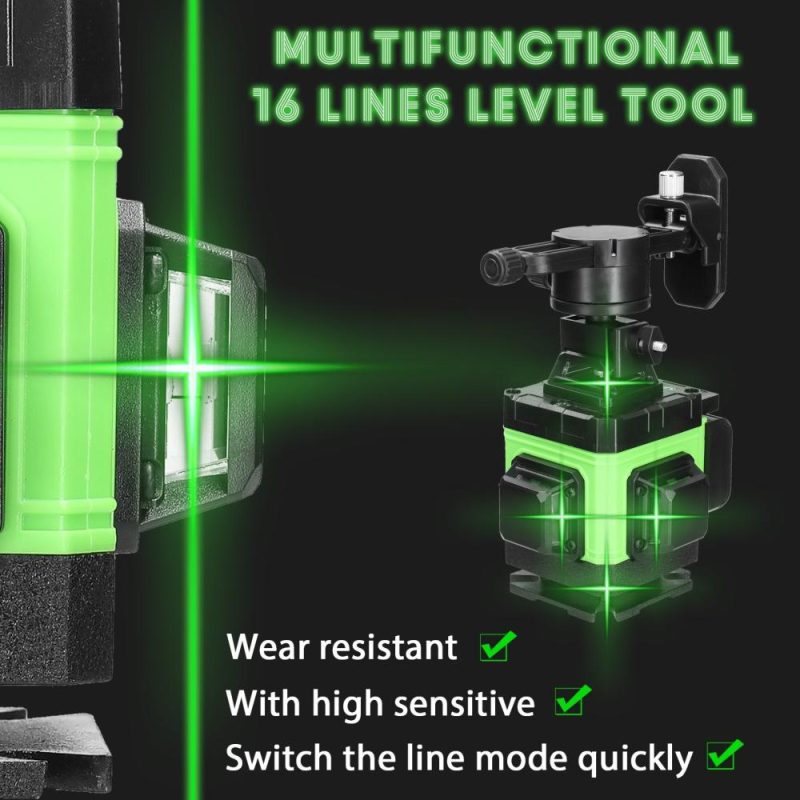 Multifunctional 16 Lines Laser Level 3° Self-leveling Machine Rechargeable Lithium Battery Leveling Tool Omnidirectional Ground Wall Sticker Waterproof Home Improvement Tools Set  |   Other Instruments Measurement & Analysis Instruments Other Instruments