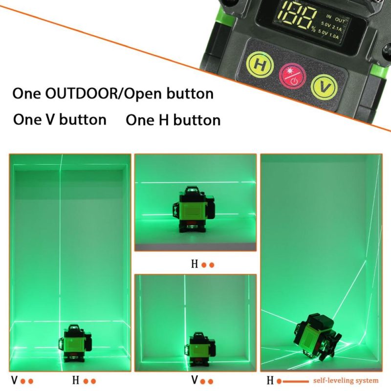 Multifunctional 4D 16 Lines Laser Level 3° Self-leveling Machine USB Rechargeable Lithium Battery Leveling Tool with Vertical Horizontal Tilt Lines  |   Other Instruments Measurement & Analysis Instruments Blue/Green