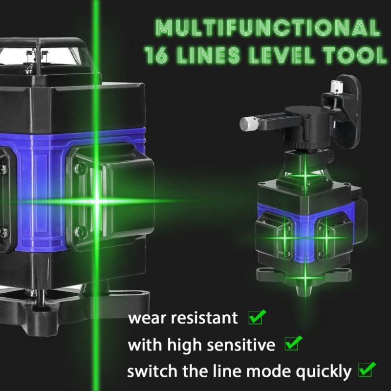 Multifunctional 4D 16 Lines Laser Level 3° Self-leveling Machine USB Rechargeable Lithium Battery Leveling Tool with Vertical Horizontal Tilt Lines  |   Other Instruments Measurement & Analysis Instruments Blue/Green