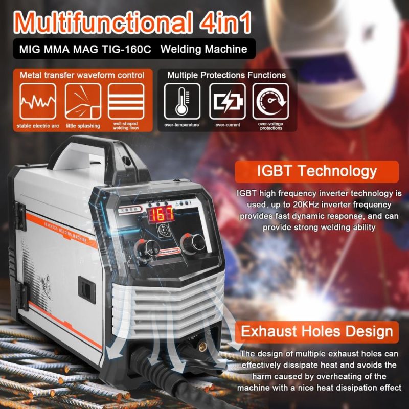 Multifunctional 4in1 MIG MMA MAG TIG-160C Inverter Welders Multipurpose Portable Electric Welding Machine Intelligent Welders  |   Electrical Equipment & Supplies Electrical Equipment & Supplies Electrical Equipment & Supplies