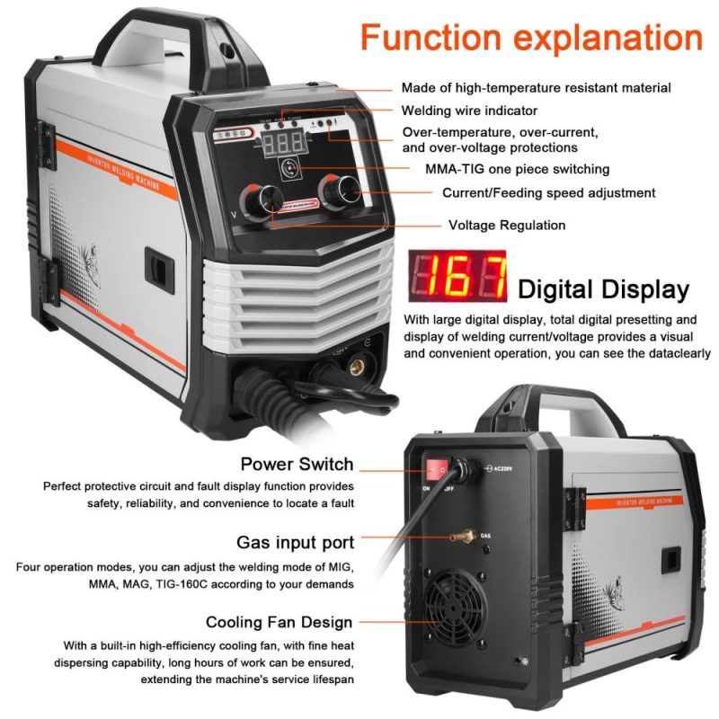 Multifunctional 4in1 MIG MMA MAG TIG-160C Inverter Welders Multipurpose Portable Electric Welding Machine Intelligent Welders  |   Electrical Equipment & Supplies Electrical Equipment & Supplies Electrical Equipment & Supplies