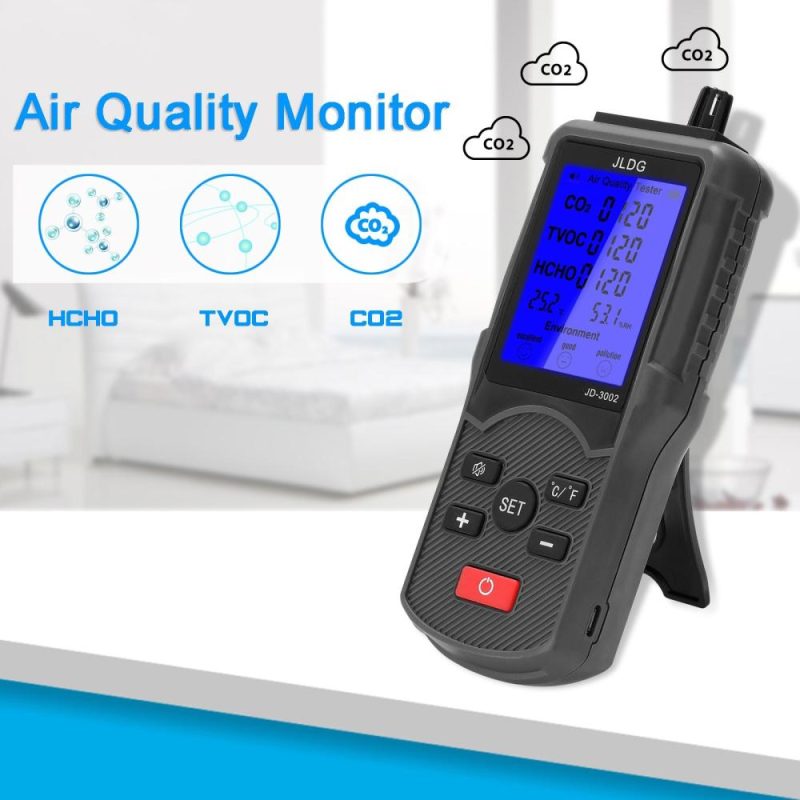 Multifunctional Air Quality Tester CO2 TVOC Meter Temperature Humidity Measuring Device  |   Gas detection equipment Gas detection equipment Black