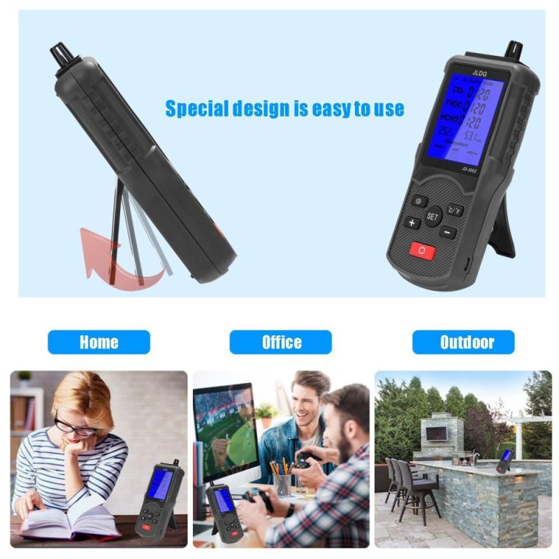 Multifunctional Air Quality Tester CO2 TVOC Meter Temperature Humidity Measuring Device  |   Gas detection equipment Gas detection equipment Black