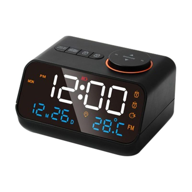 Multifunctional Alarm Clock with FM Radio Rechargeable LED Digital Clock with Temperature and Humidity Display Support Sound-Activated/Keep-on Switching, Brightness/Volume Adjustable, Snooze Function  |   Other Instruments Measurement & Analysis Instruments Black + White