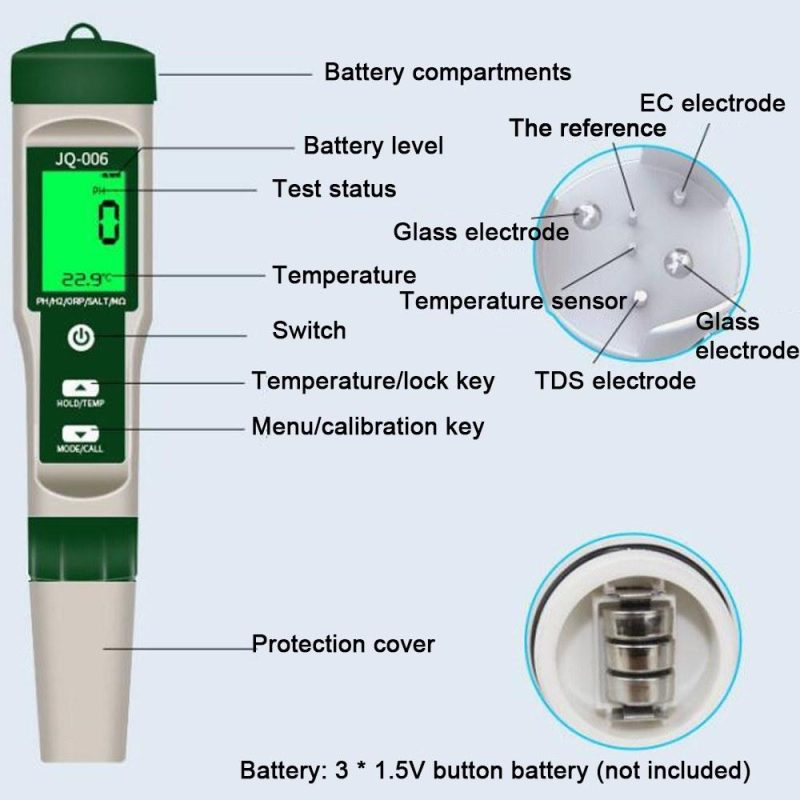 Multifunctional Digital 10 in 1 Water Quality Tester Portable High Accurancy Water Quality Test Pen Water Quality Measurement Tool Water PH/Total Dissolved Solids/EC/Salinity/ORP/H2/S.G/Temperature/Nutrient Solution Concentration/㏁ Measuring  |   Water quality analysis equipment Measurement & Analysis Instruments Water quality analysis equipment