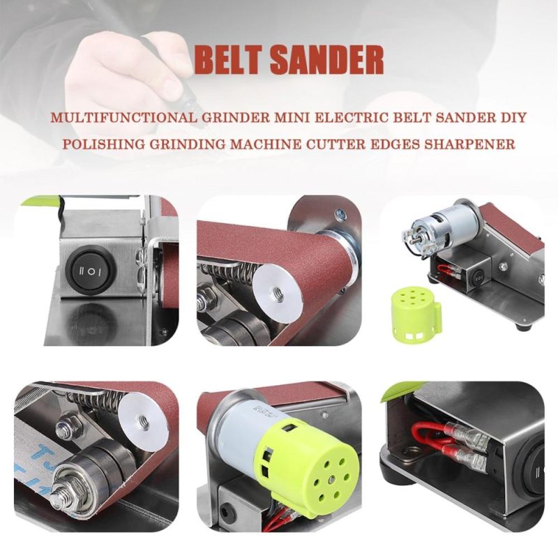 Multifunctional Grinder Mini Electric Belt Sander DIY Polishing Grinding Machine Cutter Edges Sharpener with 10pcs 30mm Sanding Paper  |   Power Tool Parts Power & Electrical Tools Power Tool Parts