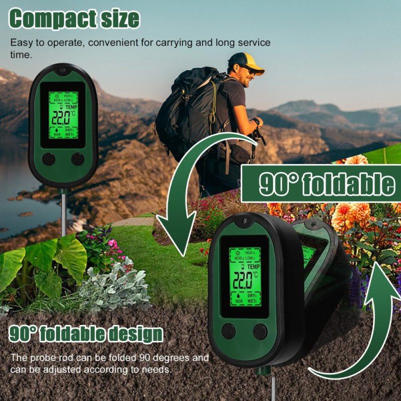 Multifunctional High Accurancy Soil PH Tester Soil Moisture/PH/Temperature Sunlight Intensity Testers Garden Planting Soil Detector Soil PH Test Tool Handheld Soil Detect Device  |   Soil analysis equipment Measurement & Analysis Instruments Green