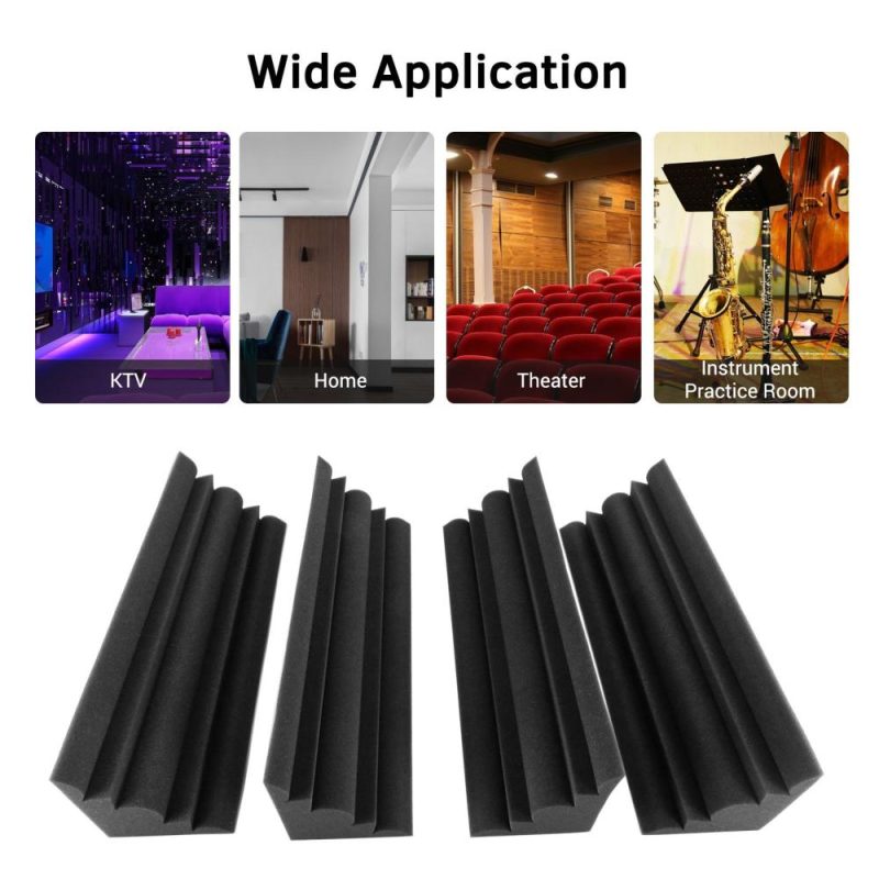 Muslady 4 PCS 48 * 12 * 12cm Acoustic Foam Panels High Density Sound Isolation Fire Retardant Bass Strap Foam for Home Studio Theater  |   Others Hardware & Gadgets Black