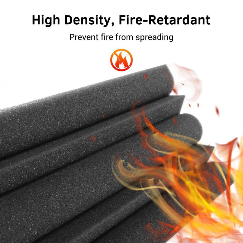 Muslady 4 PCS 48 * 12 * 12cm Acoustic Foam Panels High Density Sound Isolation Fire Retardant Bass Strap Foam for Home Studio Theater  |   Others Hardware & Gadgets Black