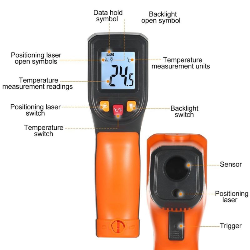 NJTY Infrared Thermometer Non-Contact Digital Temperature Gun -50°C~400°C (-58°F~752°F) IR Thermometer for Industrial, Kitchen Cooking, Automotive, Not for Human Body Temp  |   Infrared Thermometer Infrared Thermometer Infrared Thermometer