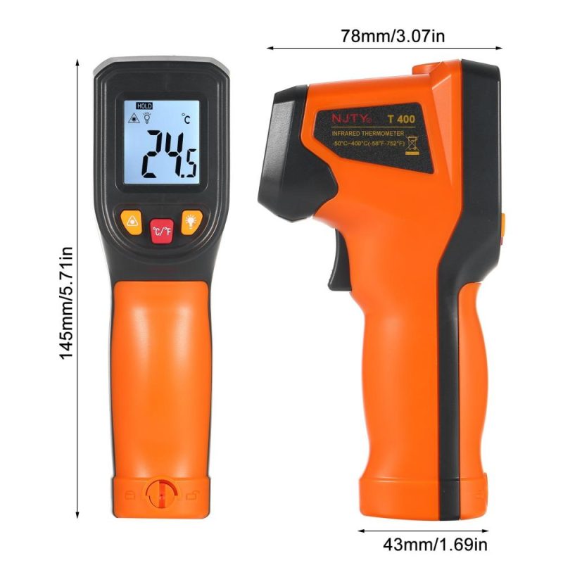 NJTY Infrared Thermometer Non-Contact Digital Temperature Gun -50°C~400°C (-58°F~752°F) IR Thermometer for Industrial, Kitchen Cooking, Automotive, Not for Human Body Temp  |   Infrared Thermometer Infrared Thermometer Infrared Thermometer