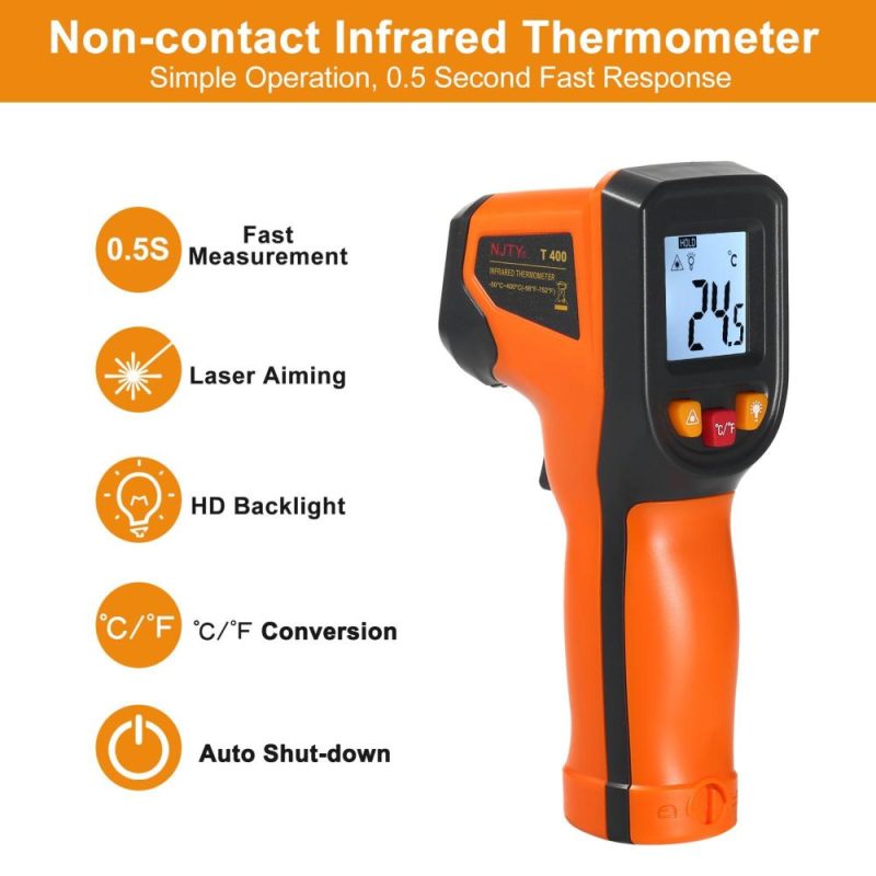 NJTY Infrared Thermometer Non-Contact Digital Temperature Gun -50°C~400°C (-58°F~752°F) IR Thermometer for Industrial, Kitchen Cooking, Automotive, Not for Human Body Temp  |   Infrared Thermometer Infrared Thermometer Infrared Thermometer