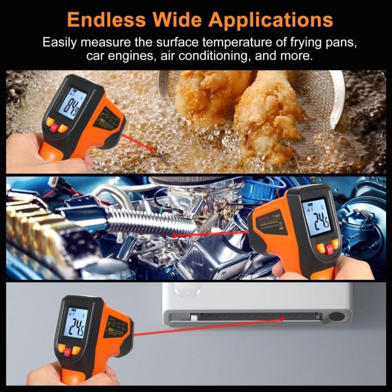 NJTY Infrared Thermometer Non-Contact Digital Temperature Gun -50°C~400°C (-58°F~752°F) IR Thermometer for Industrial, Kitchen Cooking, Automotive, Not for Human Body Temp  |   Infrared Thermometer Infrared Thermometer Infrared Thermometer