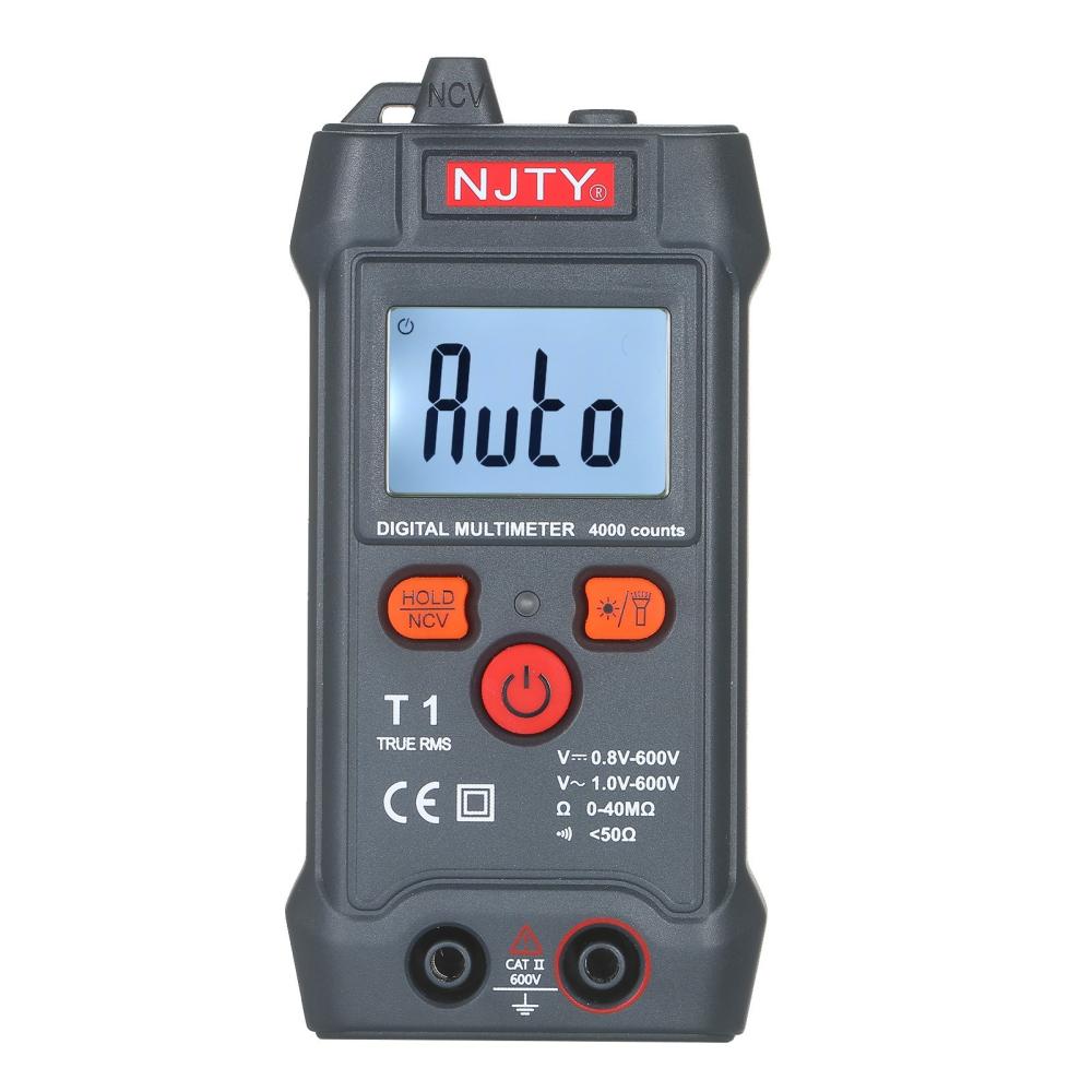 NJTY Palm-size LCD Digital Multimeter Auto Range NCV 4000 Counts True RMS Smart Universal Tester 600V Voltmeter Ohm and Voltage Tester Measuring AC/DC Voltage Resistance ON-OFF Buzzer  |   Digital Multimeters & Oscilloscopes Digital Multimeters & Oscilloscopes Black