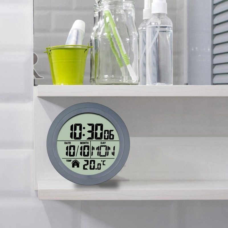 No Punching Suction Cup Clock Home Clock Waterproof Bathroom Washroom Clock Kitchen Clock LCD Digital Display Clock Temperature Detector  |   Temperature & Humidity Measurements Measurement & Analysis Instruments Dark Gray/Silver