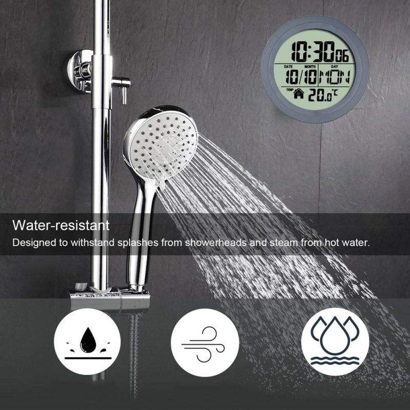 No Punching Suction Cup Clock Home Clock Waterproof Bathroom Washroom Clock Kitchen Clock LCD Digital Display Clock Temperature Detector  |   Temperature & Humidity Measurements Measurement & Analysis Instruments Dark Gray/Silver